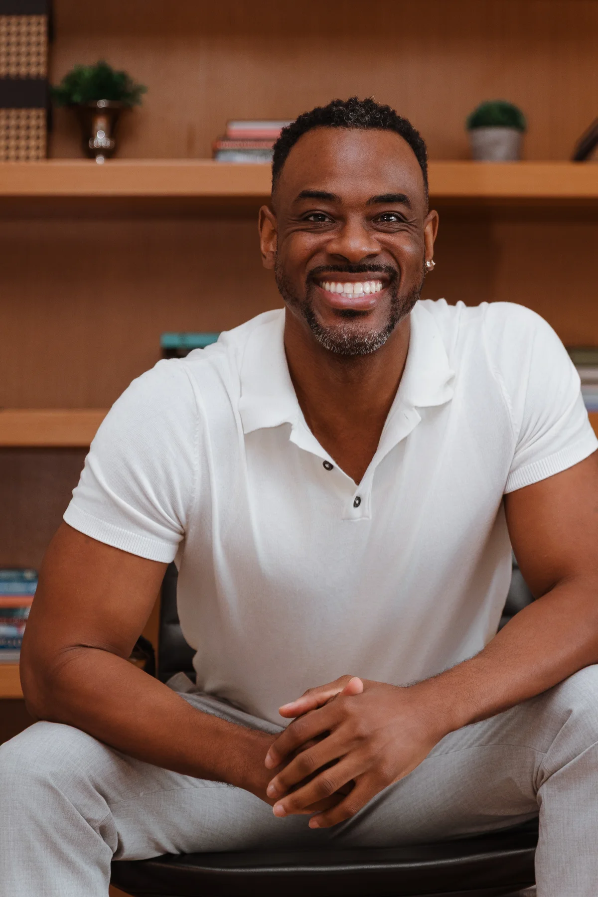 Lamin Ngobeh smiling during his professional portrait session